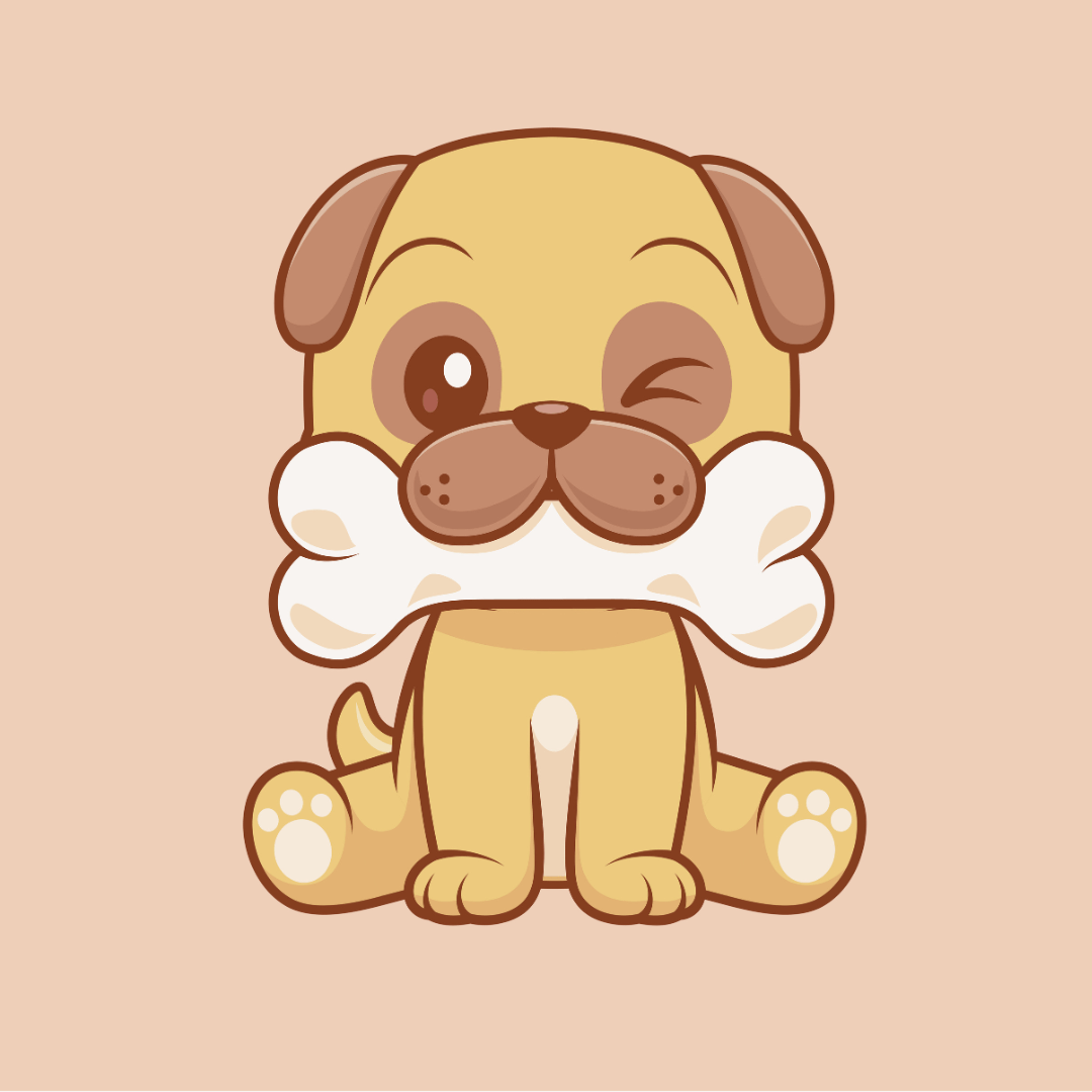 dibujo de perro con hueso